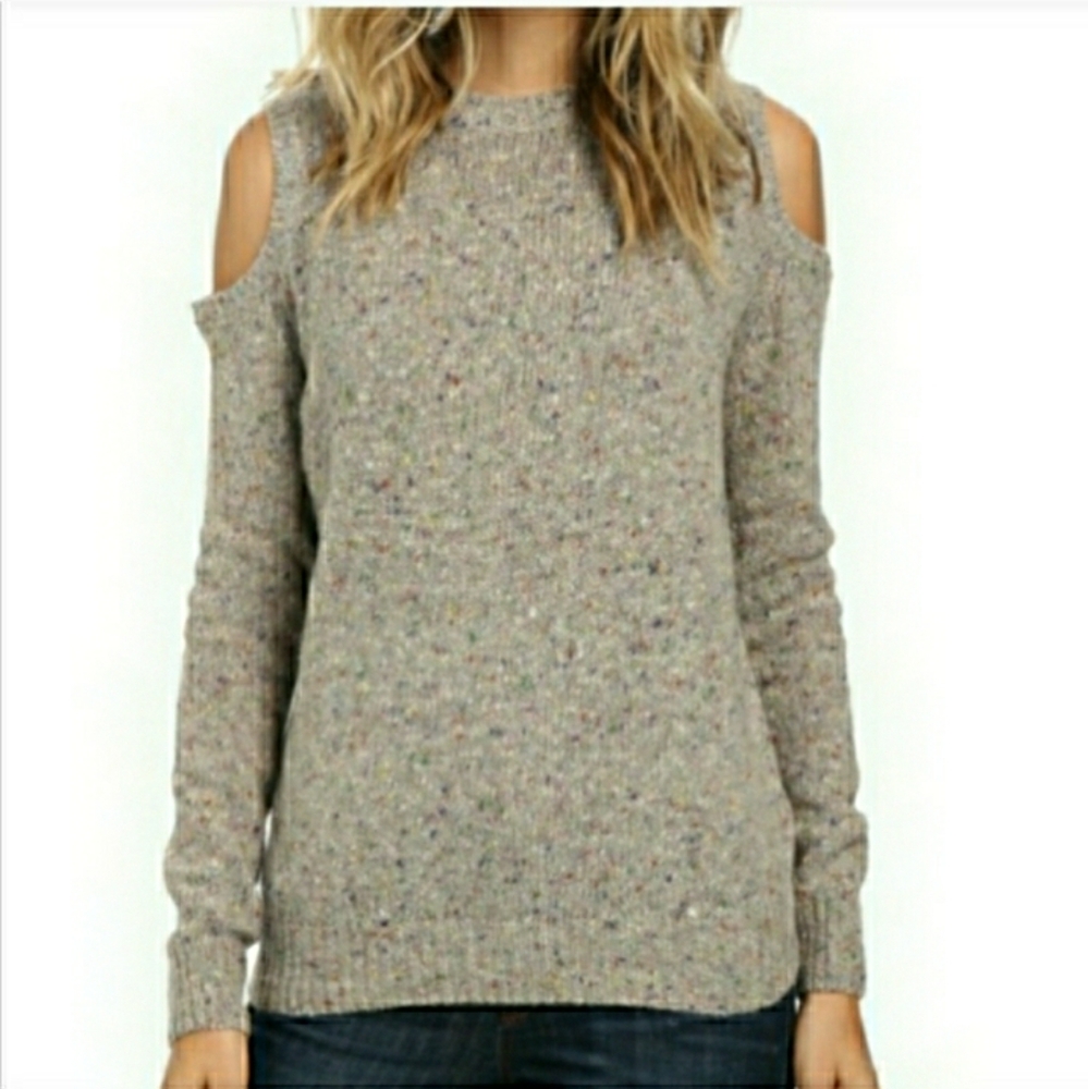 Rebecca Minkoff cream cold shoulder speckled sweater